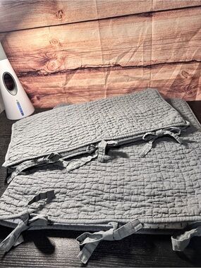 Pottery Barn Pick Stitch Quilted Euro Shams in flagstone gray